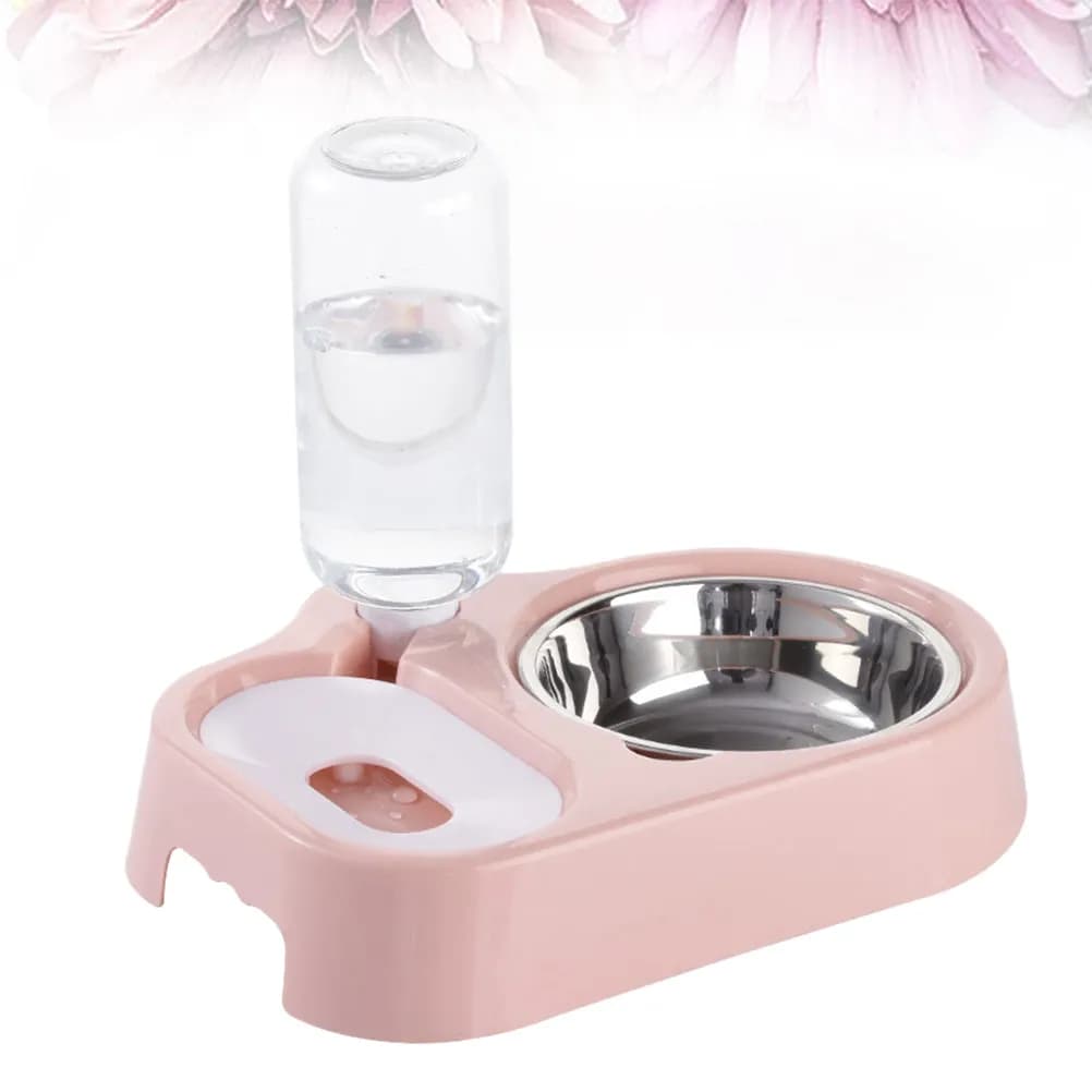 Ciotola Doppia per Cani e Gatti, Antiscivolo, Resistente, per Cibo e Acqua, Design Moderno, Rosa