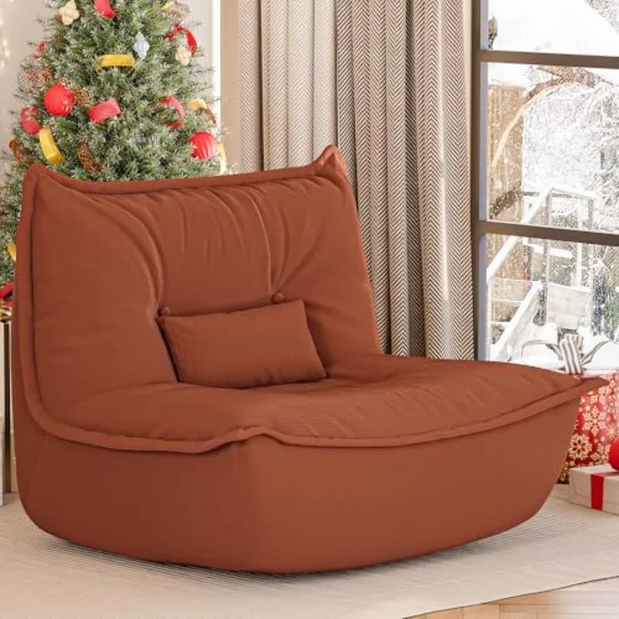 Poltrona Sacco per Adulti, Sedia Lounge Singola con Cuscino Lombare, Comodo Divano da Terra con Schiuma ad Alta Resilienza, Poltrona Relax