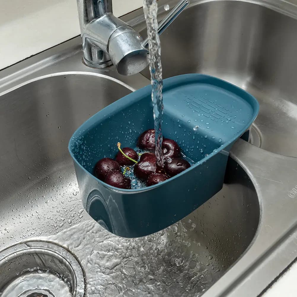 Cestello Scolapiatti da Cucina in Plastica per Rifiuti Alimentari, Lavaggio e Asciugatura di Verdura e Frutta, Stoccaggio Rapido