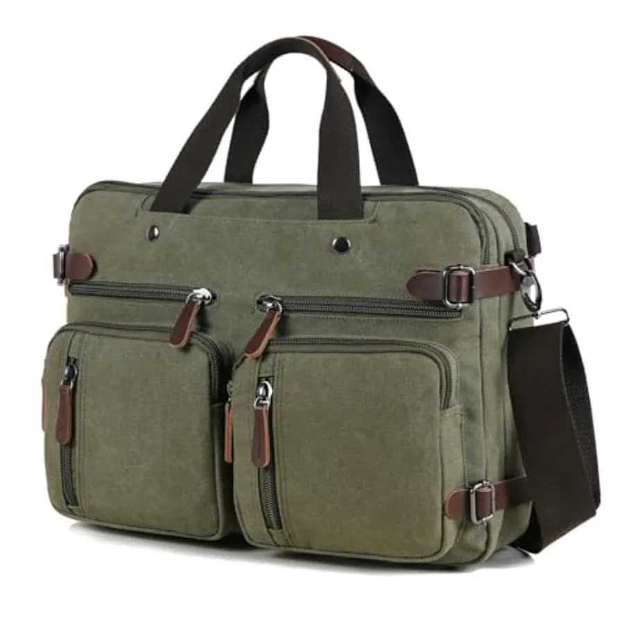Borsa per laptop 3 in 1 in tela convertibile per uomo e donna, borsa a tracolla per laptop da 17,3 pollici, borsa da lavoro, borsa a tracolla per computer da viaggio