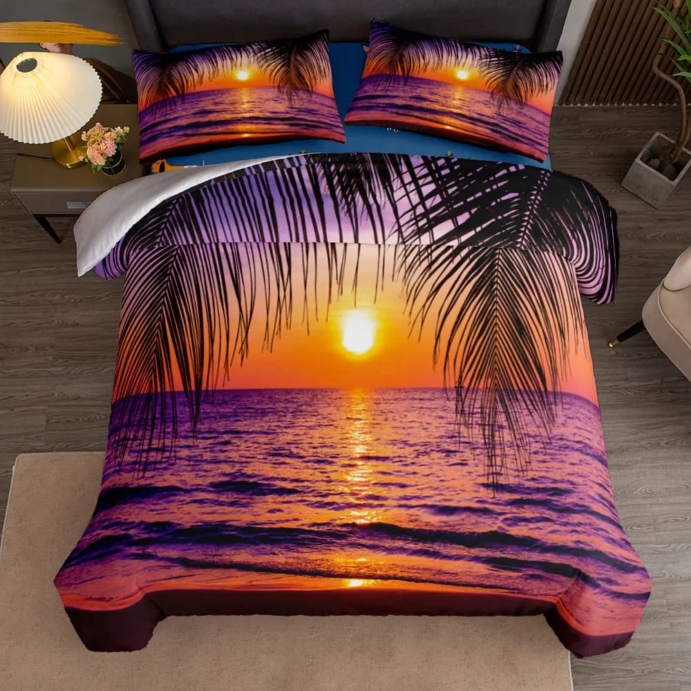 Sunset Hawaii Long Beach Splendido set copripiumino King Queen Double Full Twin Set biancheria da letto singola