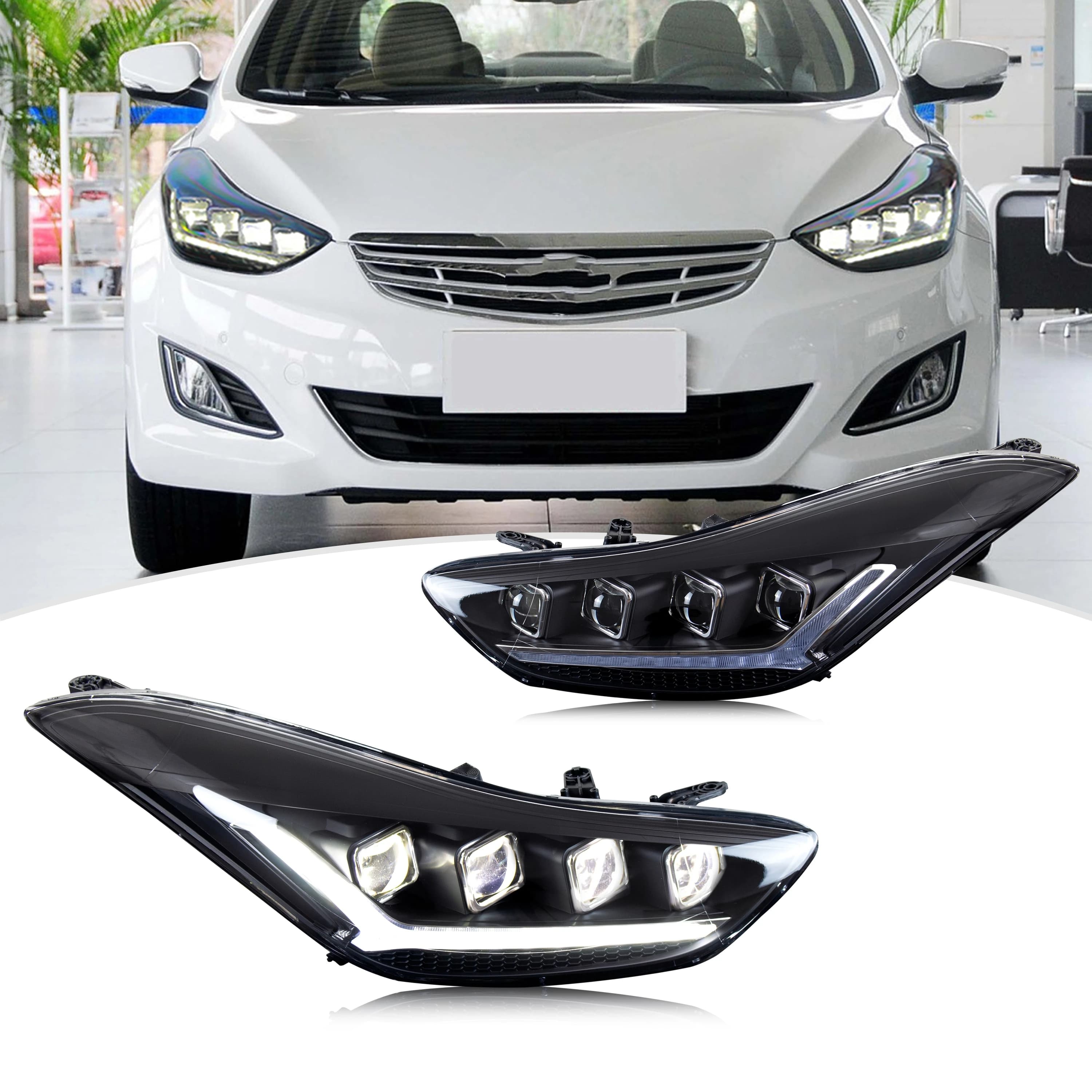 Fari a LED per Hyundai Elantra 2011-2015 Berlina GLS SE Sport Proiettore DRL Indicatori di direzione sequenziali Gruppo lampade anteriori