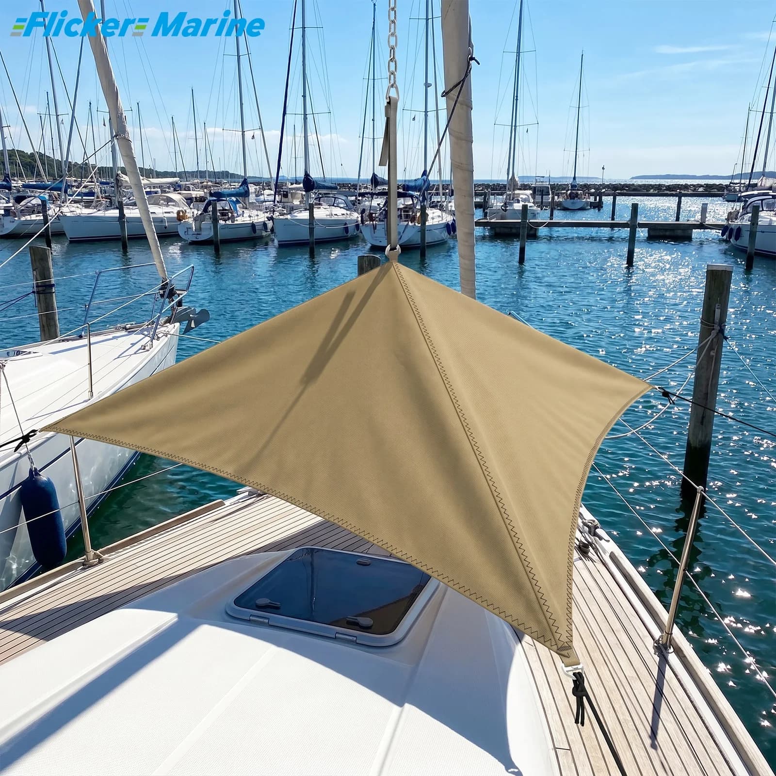 FLICKER MARINE Triangular Hatch Sunshade with Rope 2 Sizes UV Protection Durable Marine Fabric Easy Install Boat Hatch Cover