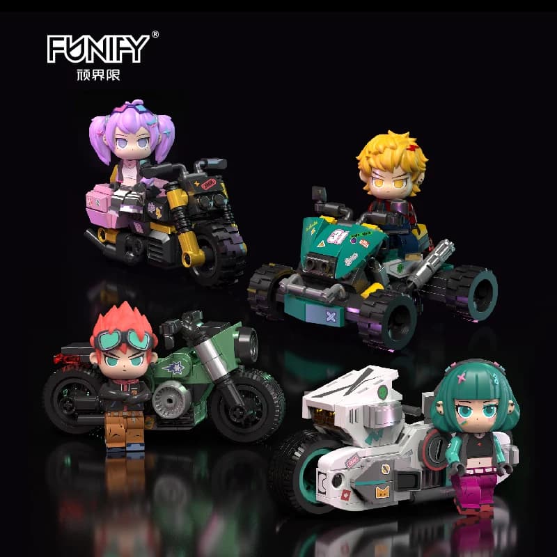 4 Stili di Mini Figure Cyberpunk Rider e Blocchi da Costruzione per Moto | Giocattoli in Mattoncini da Collezione Anime per Bambini e Adulti