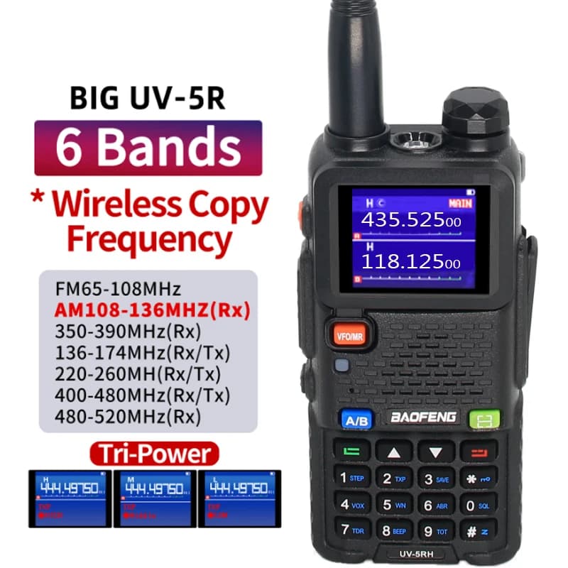 Baofeng UV 5RH 10W Walkie Talkie Wireless Copy Frequency Air Band caricatore USB Radio bidirezionale aggiornato ricetrasmettitore UV 5R Ham Radio