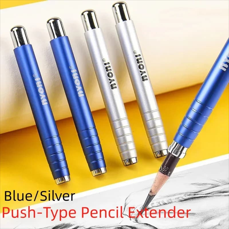 Blue/Silver Pencil Extender Set Abs Shell Art Sketching Colored Pencil Holder Grip Extension Tool For School Office Art Supplies