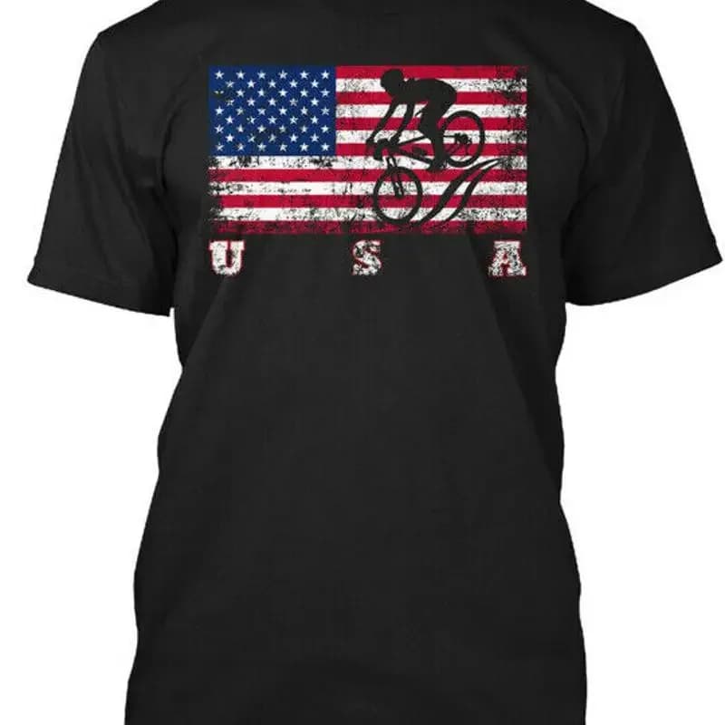Maglietta regalo per mountain bike con bandiera americana, realizzata negli Stati Uniti S 5XL