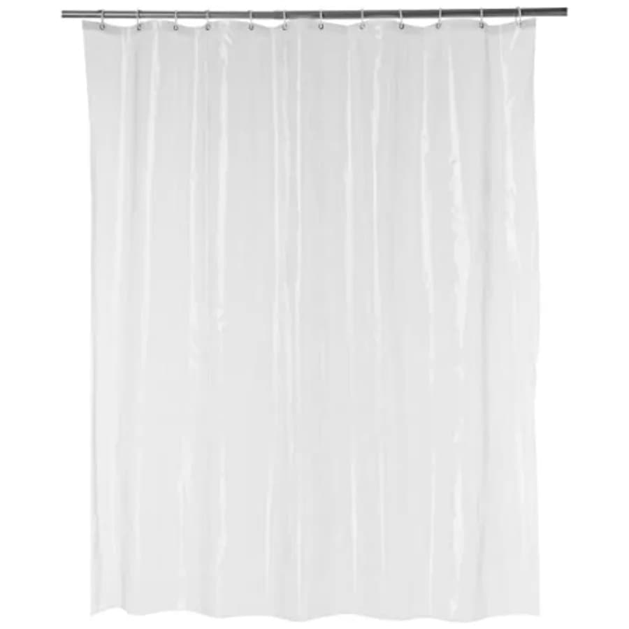 Water Resistant 8-Gauge Shower Curtain Liner with Rust-Proof Metal Grommets and Plastic Hooks