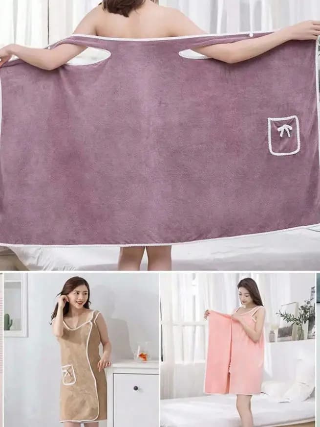 Women's bath towel, pocket wearable bath towel, ultra soft adjustable bathrobe, bath change clothes, beach, ideal