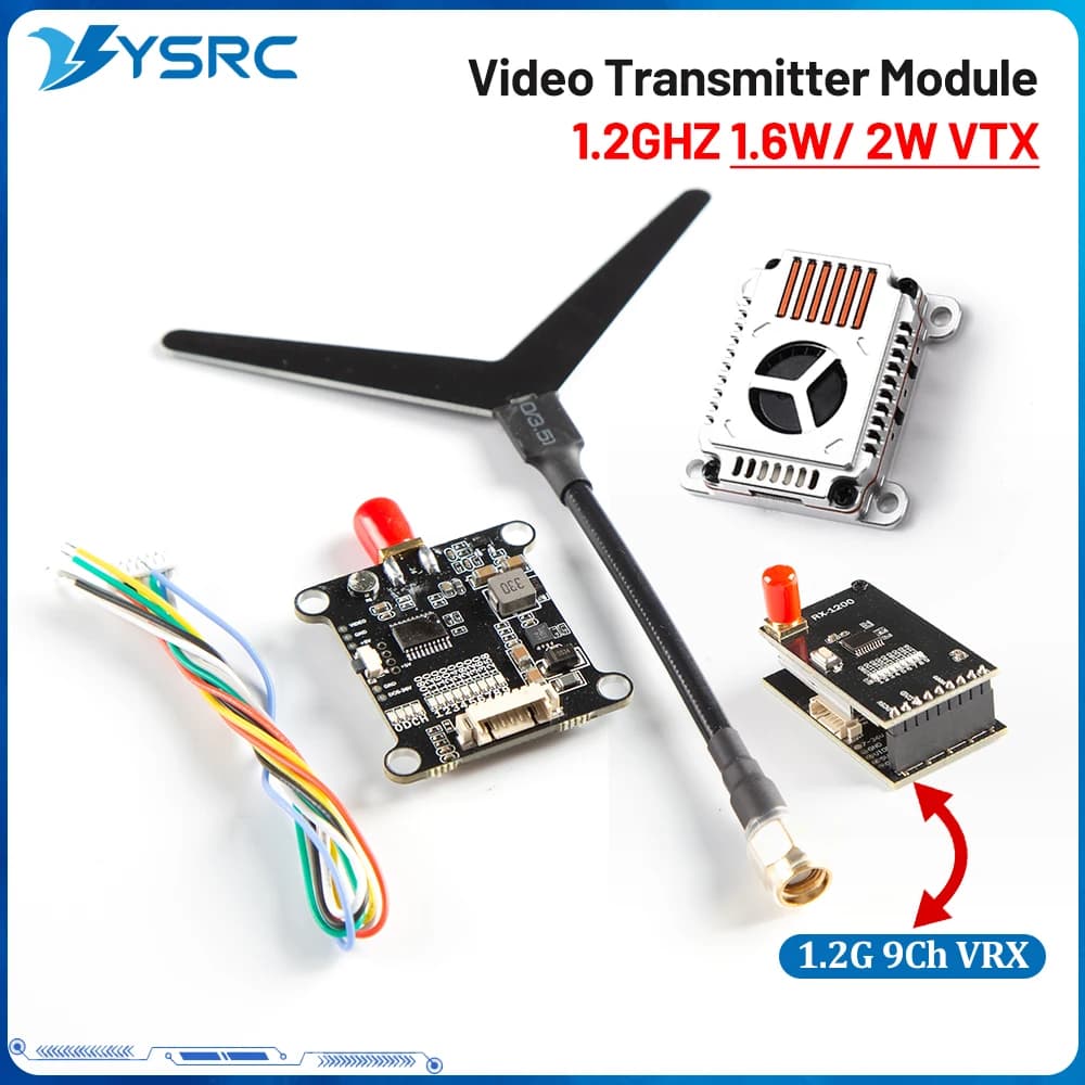 1.2G 1.2GHz 1.6W 2W VTX Switchable Video Transmitter Module 1.2G 9CH VRX 1200mhz Video receiver with FPV drone antenna