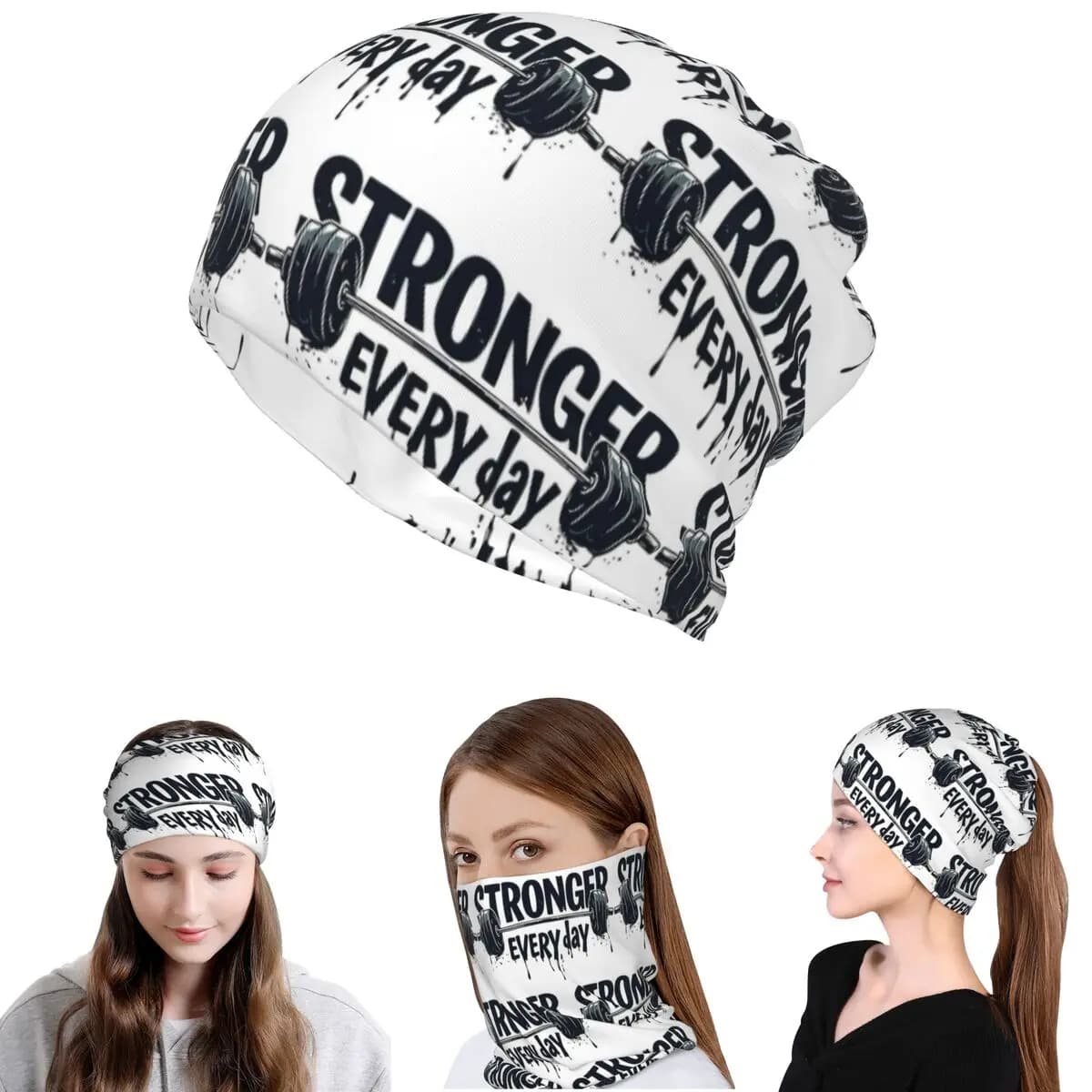 Bandana Multifunzione con Citazioni Motivazionali per Palestra, Sport, Bodybuilding, Allenamento, Maschera per il Viso, Sciarpa, Cappello Unisex Antivento per Adulti