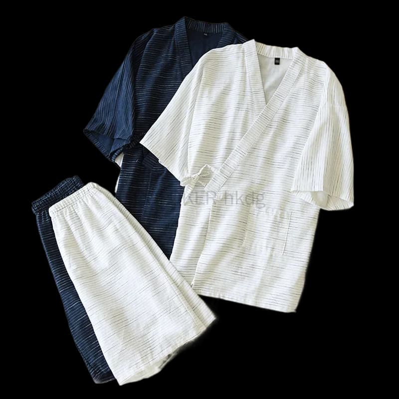 Nuovo Pigiama Estivo in Cotone per Uomo 2026, Stile Giapponese Kimono, Set 2 Pezzi Camicia e Pantaloncini, Abbigliamento da Casa, Set Loungewear, Accappatoio da Spa