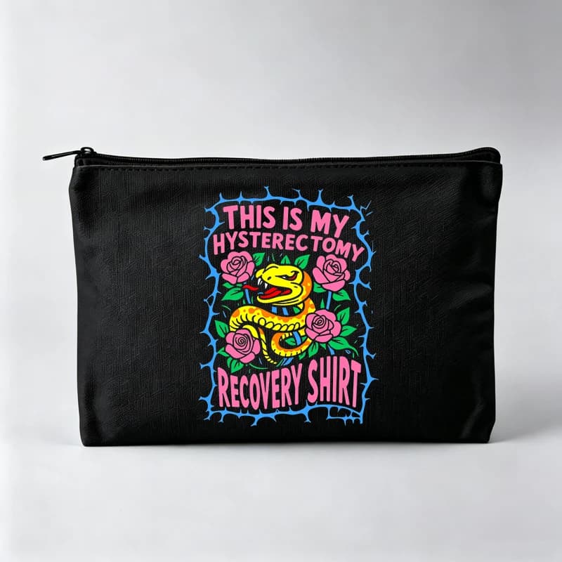 Women's Snake and Roses Graphic Makeup Bag with Slogan Print, Zipper Cosmetic Pouch for Daily Use