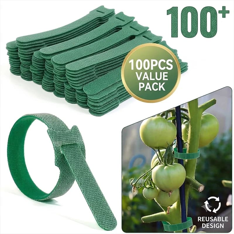 100Pcs/Lot Reusable Garden Plant Ties Velcro Straps Adjustable Plant Support Fastener Tape for Garden Tomato Vine Shrub Stem