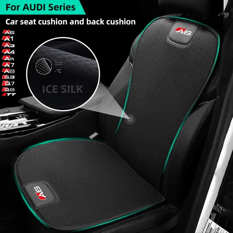 Car Front/Rear Seat Cover For AUDI A1 A3 A4 A5 A6 A7 A8 Q3 Q7 Q8 TT Auto Seat Cushion Ice Silk Breathable Car Seat Protector Pad