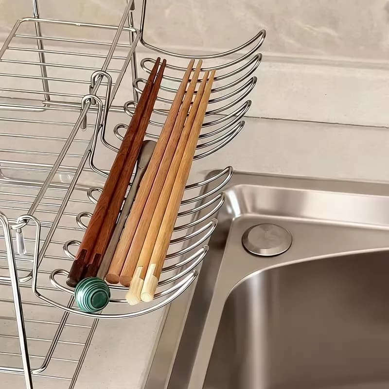2pcs Stainless Steel Draining Basket – Expandable Hanging Rack for Soap, Sponge & Utensils