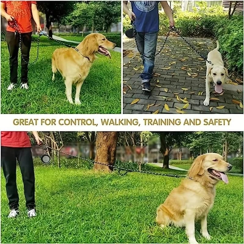 Guinzaglio per Cani in Corda, Lungo 1,8 m, con Doppia Impugnatura Imbottita, Resistente e Riflettente, per Controllo e Addestramento Cani