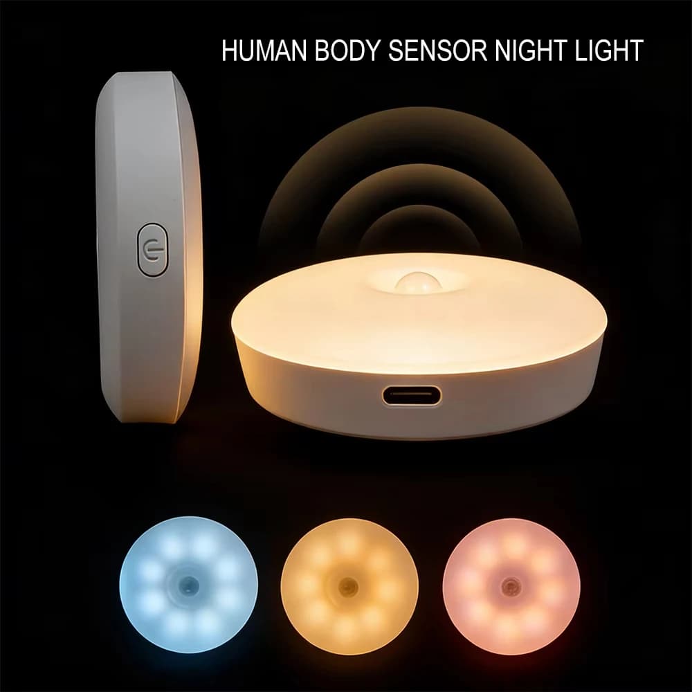 Luce Notturna LED con Sensore di Movimento, Ricaricabile USB, Lampada da Parete Magnetica per Cucina, Camera da Letto, Scale