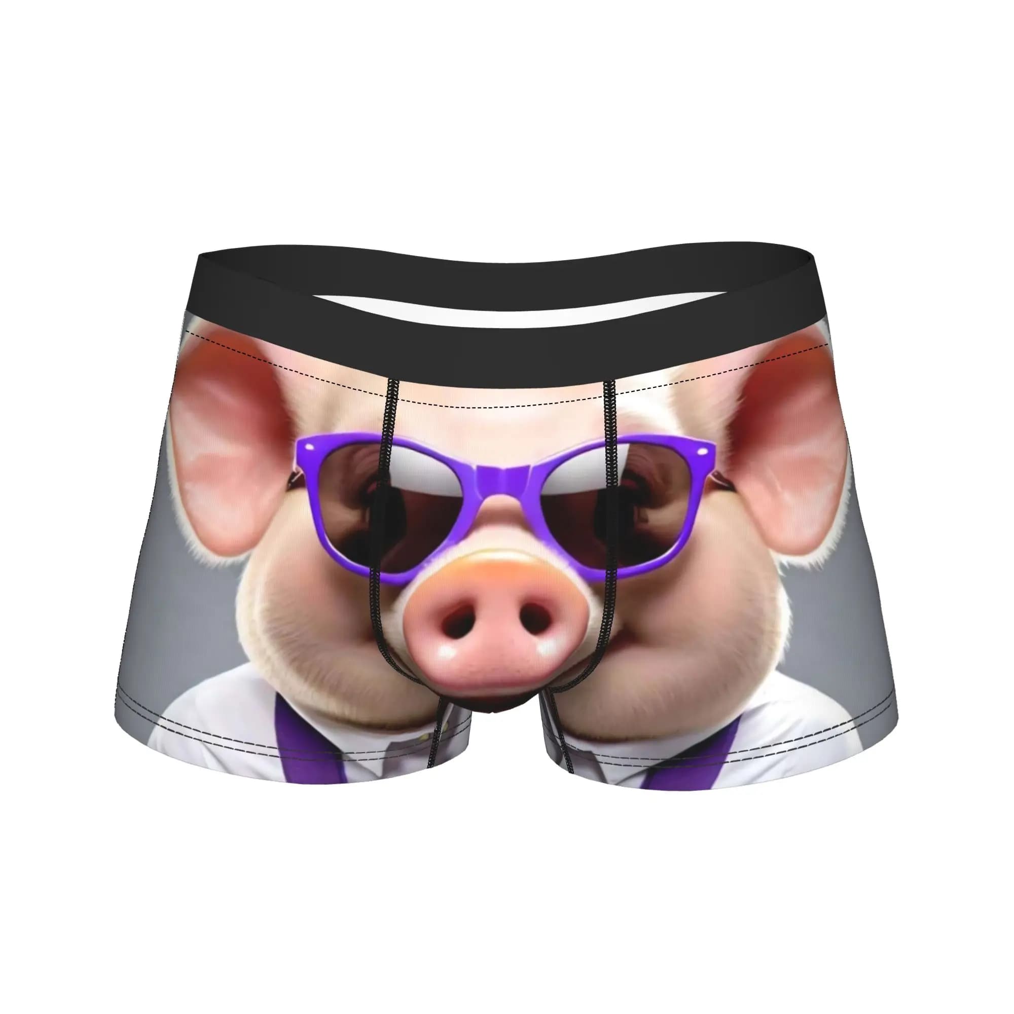 Cute Pig With Shirt White Underwear Novelty Panties Printed Boxer Brief For Male 3D Pouch Oversize Boxer Shorts
