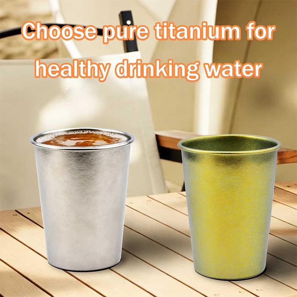 Tazza da Caffè in Titanio Puro Super Leggera, Portatile per Campeggio, Lucidatura, Colazione, Latte, Birra, 350ml, Bicchiere per Succo, Tumbler per Acqua