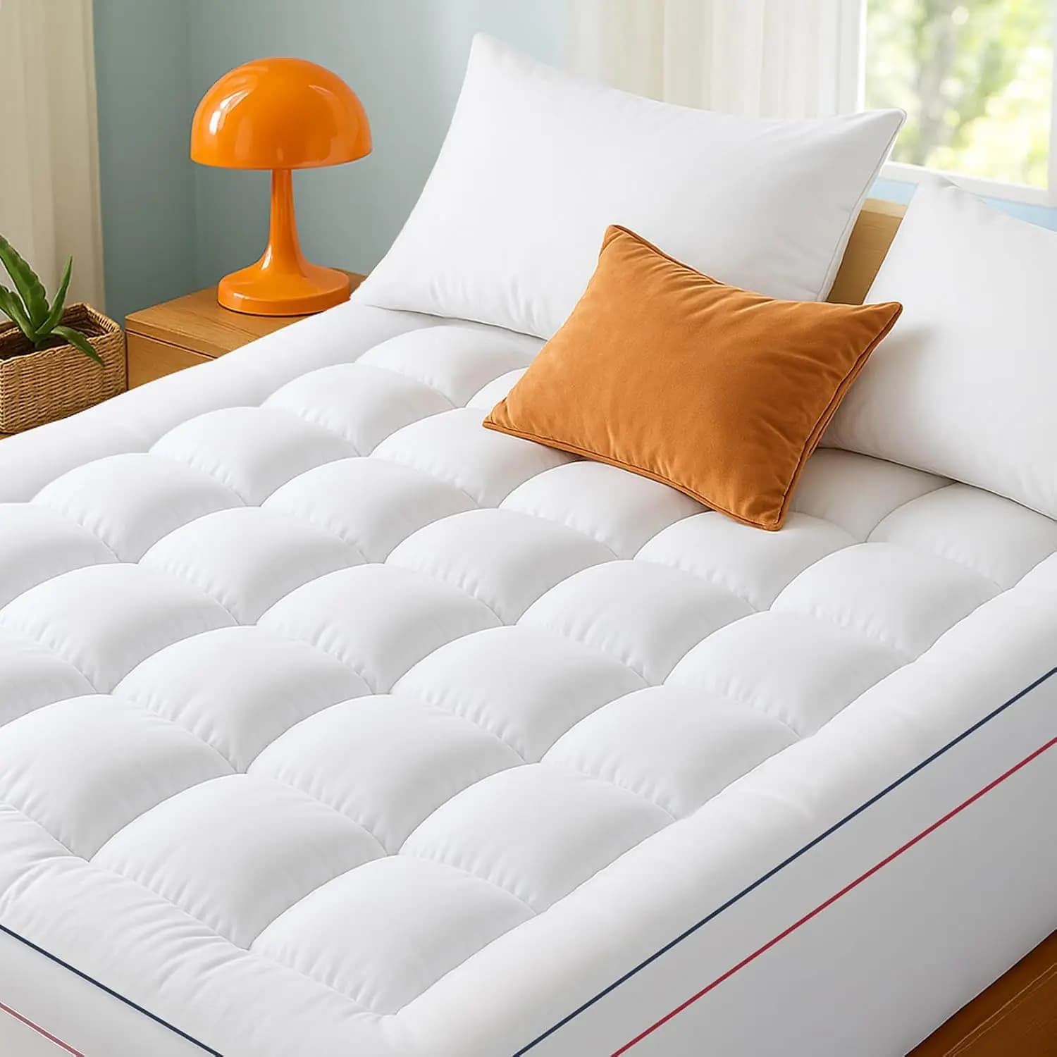Extra Thick Queen Size Mattress Topper with Profonde Pockets to Relieve Back Pain, Soft Pillow Top and Alternative Feather Padding