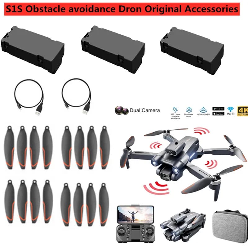 Batteria per Drone LS-S1S S1S 3.7V 1800mAh / PropellerUSB, Accessori Originali per Mini Drone S1S, Batteria per Drone RC con Evitamento Ostacoli S1S