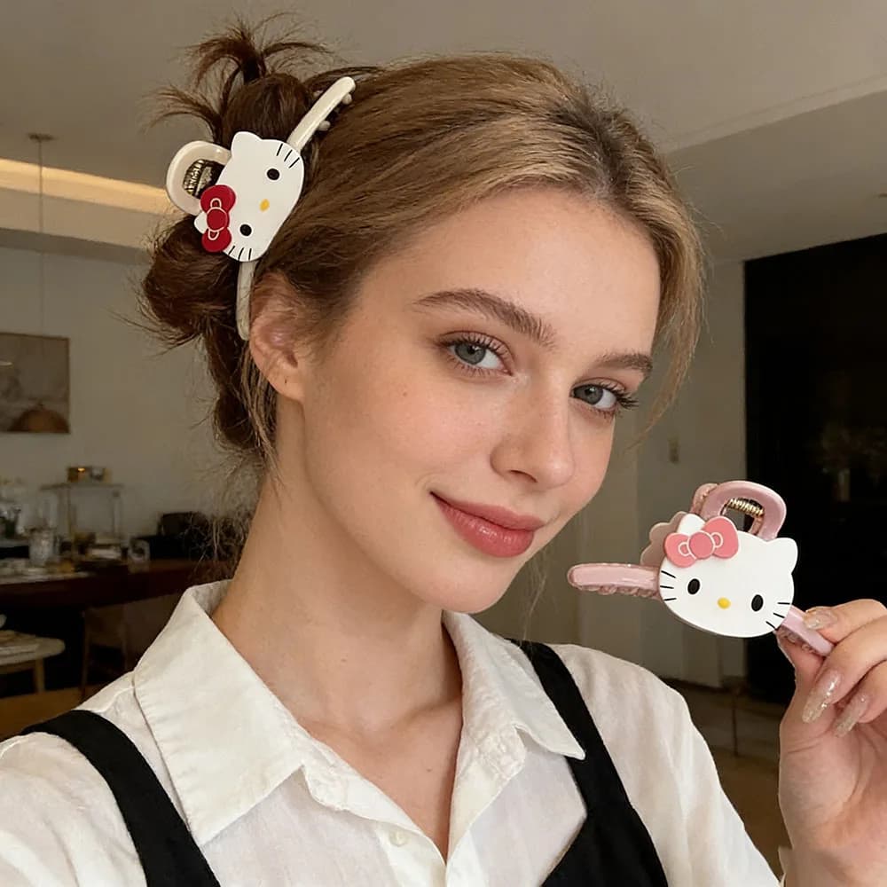 1 Piece Hair Clip Style INS Sanrio Hello Kitty, Large Shark Shape Clip, Women's Horsetail Accessories