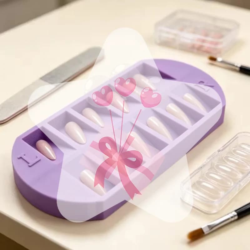 1Pcs False Nail Display Organizer 10-Grids Nail Tip Storage Tray With L/R Mark Reusable Nail Art Storage Plate For Salon & Home