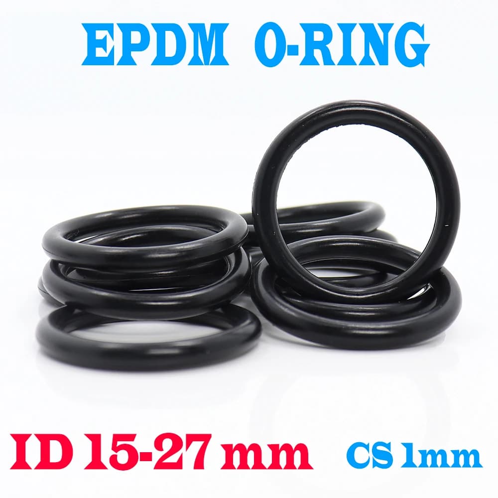 100PC CS1mm EPDM O RING ID 15/16/17/18/19/20/21/22/23/24/26/27 * 1mm Guarnizione di tenuta Scarico Montaggio Isolante In Gomma Occhiello ORING