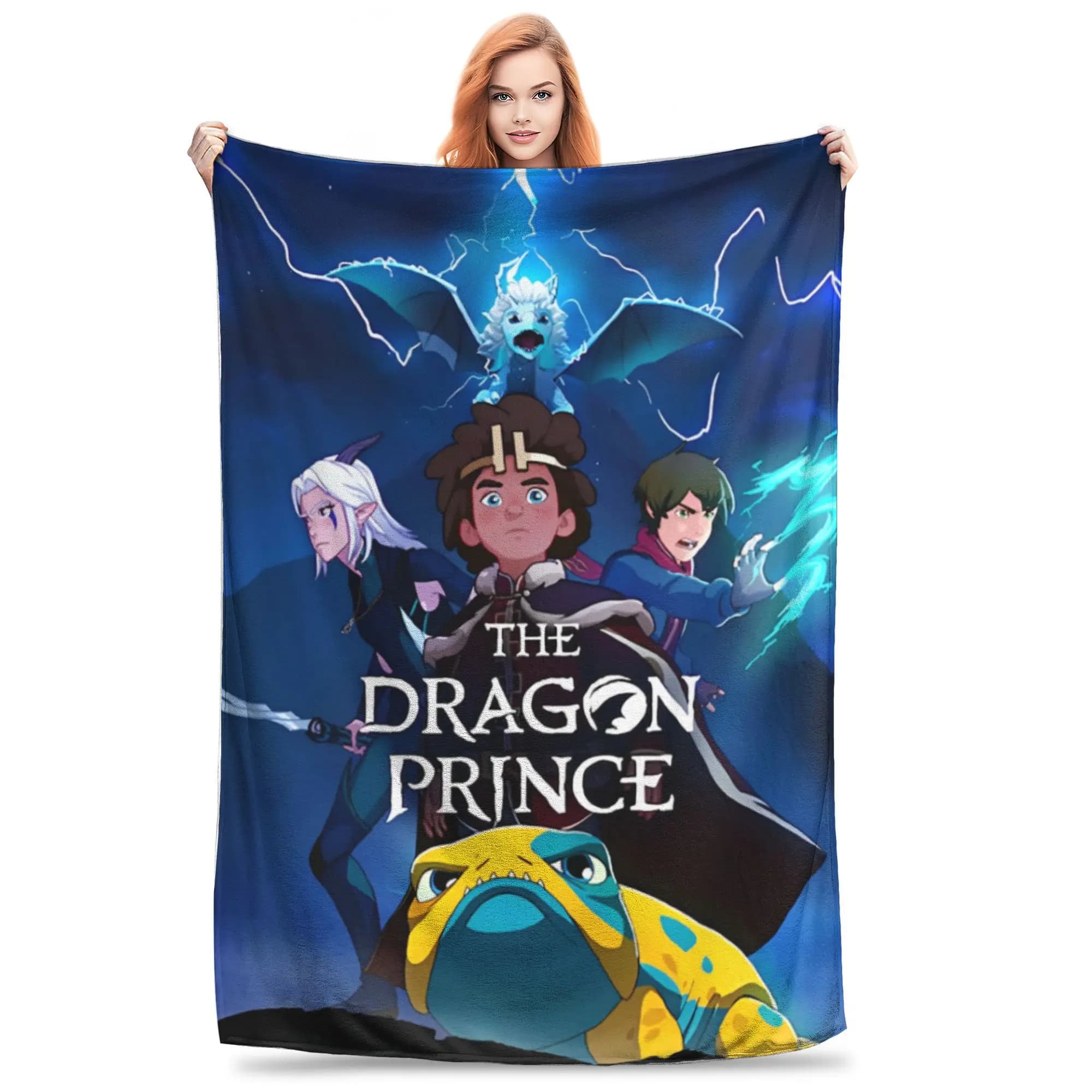 Comoda coperta decorativa con disegno del principe drago, in stile anime, in flanella calda, per divano.