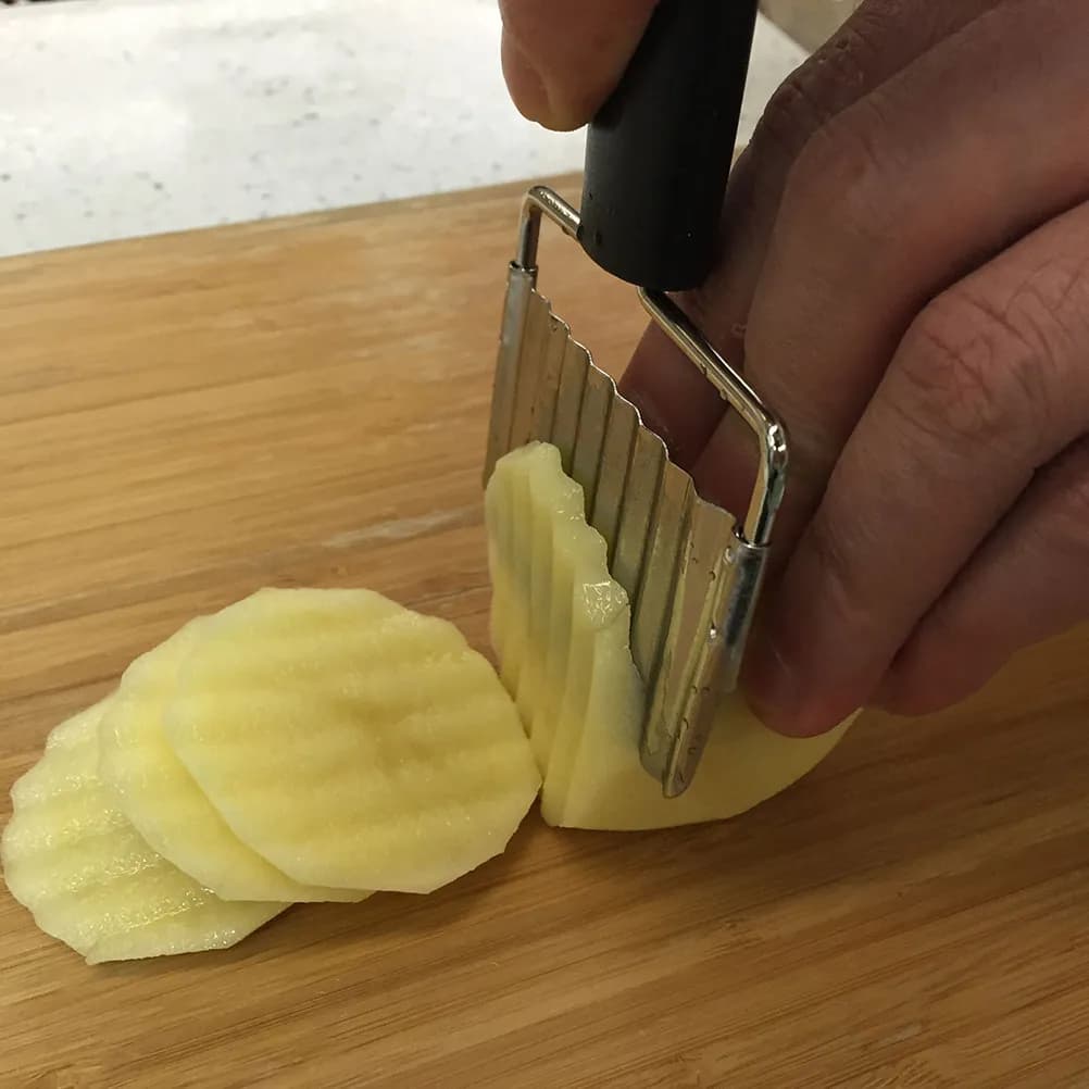 Stainless Steel Crinkle Cutters Slicer for Potato French Fry Vegetable Fruit Mushroom Soap Slicing Kitchen Knife