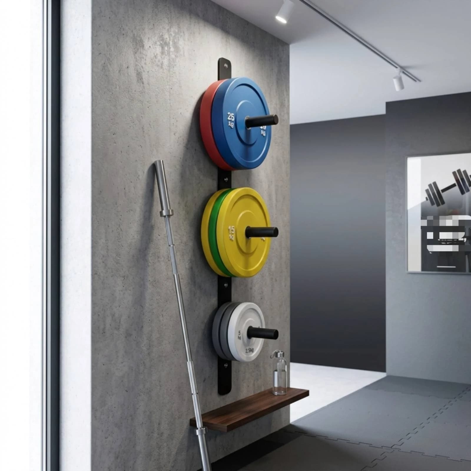 Weight Plate Storage Rack Adjustable Wall Mounted Weight Plate Storage Rack Gym Organizer with Peg Arms Space-Saving Heavy Duty