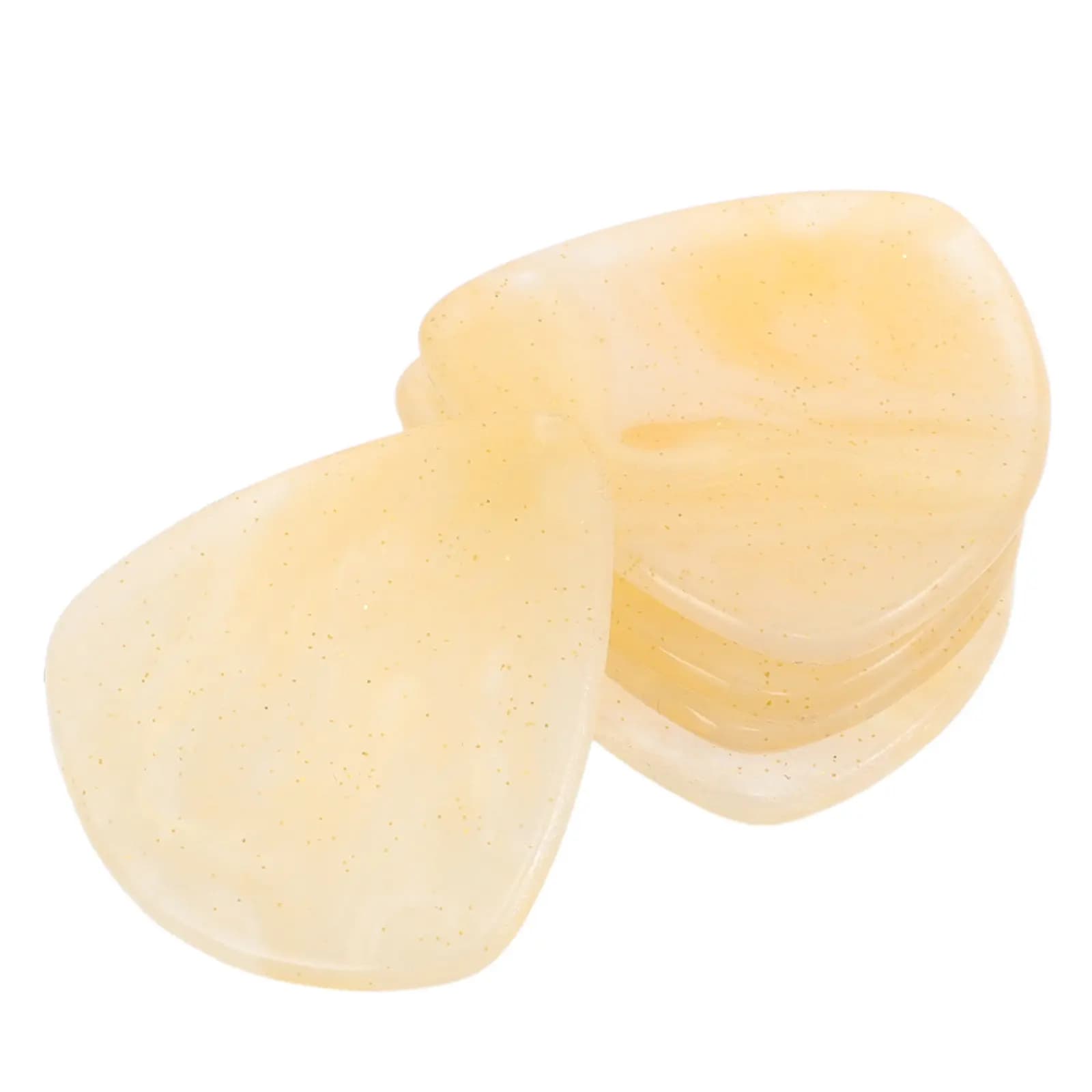 Set di 5 Plettri per Chitarra in Resina Naturale a Forma di Cuore, Gialli con Bordo Liscio, per Chitarra Elettrica, Acustica, Basso e Ukulele, Precisione Migliorata