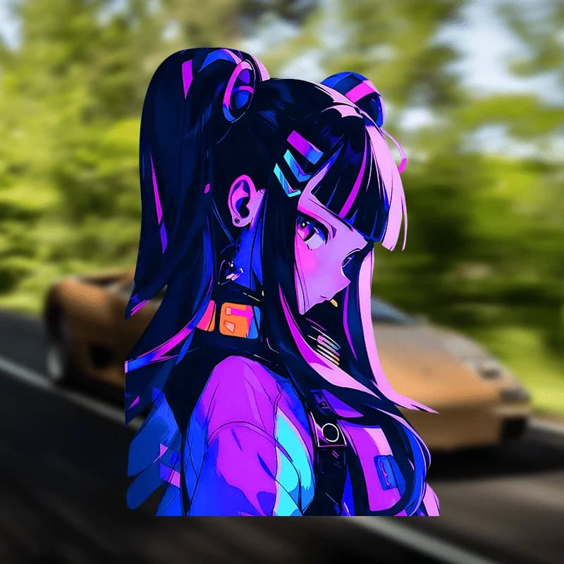 Adesivo in vinile impermeabile Cyberpunk Anime Girl per auto, moto, casco, laptop, decorazione