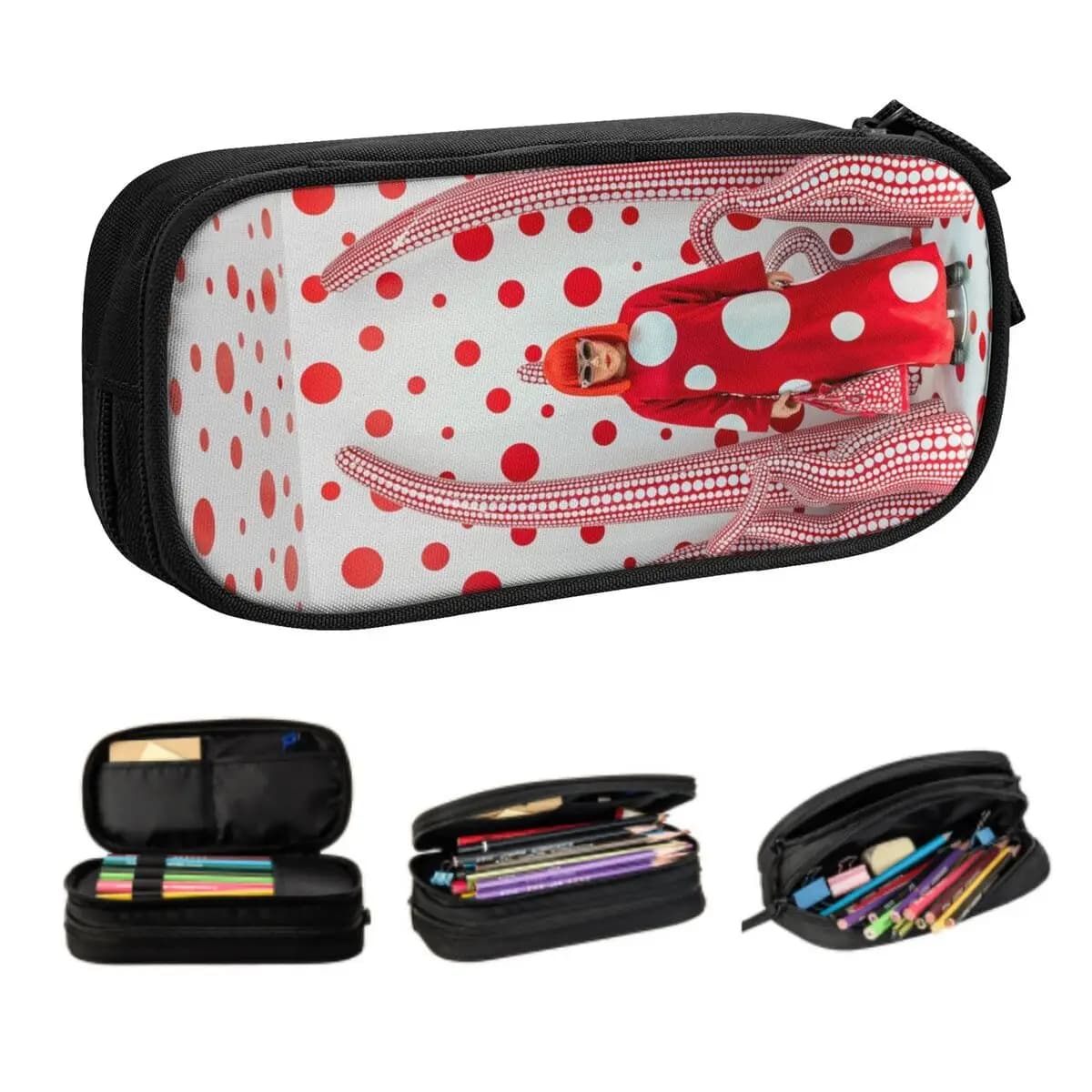 Astuccio personalizzato Kawaii Yayoi Kusama per ragazze e ragazzi, arte astratta, grande borsa per penne, scatola per accessori scolastici