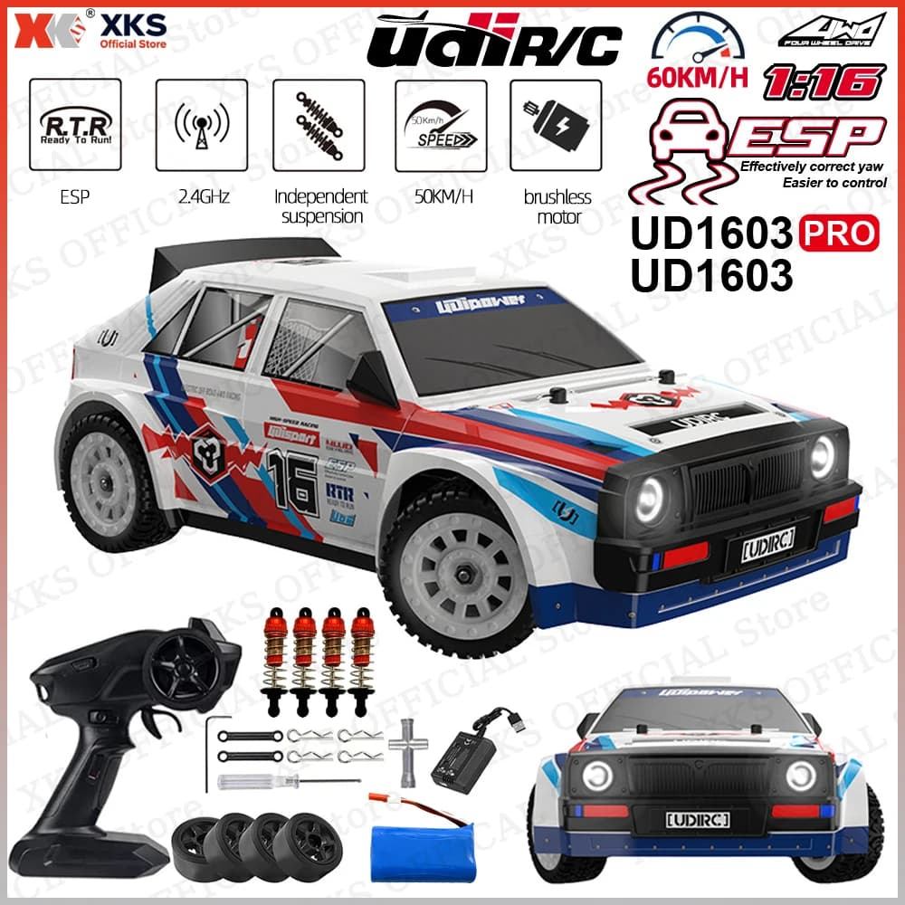 XKS UDIRC UD 1603/1603Pro 1/16 4WD Motore Brushless RC Auto 60 km/H Ad Alta Velocità Drift Racing 2.4G Luci A LED RC Giocattolo Regalo per I Bambini