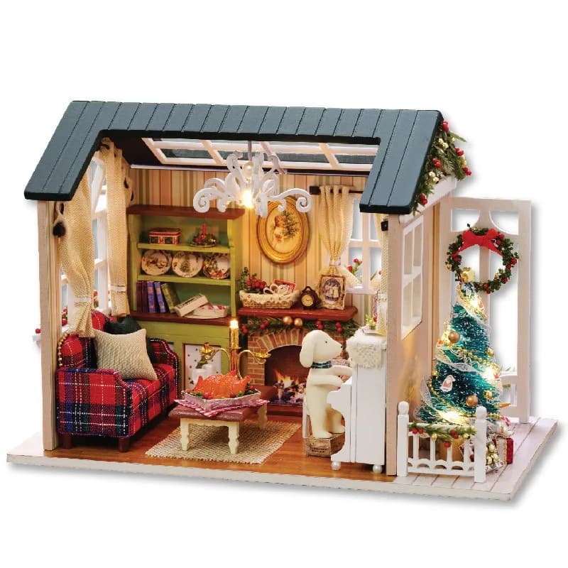 Set Casa delle Bambole in Miniatura Fai-da-Te, Modellini Assemblati a Mano, Giocattoli con Mini Mobili, Gioco Antistress, Regalo di Compleanno Creativo