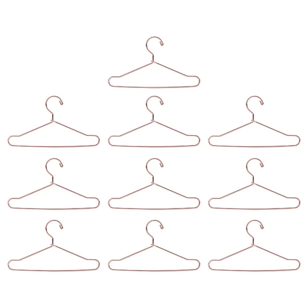 10pcs Stainless Steel Doll House Clothes Hanger Gold 100mm Mini Doll Hanger Rose Gold Doll Garment Hanger For Dollhouse