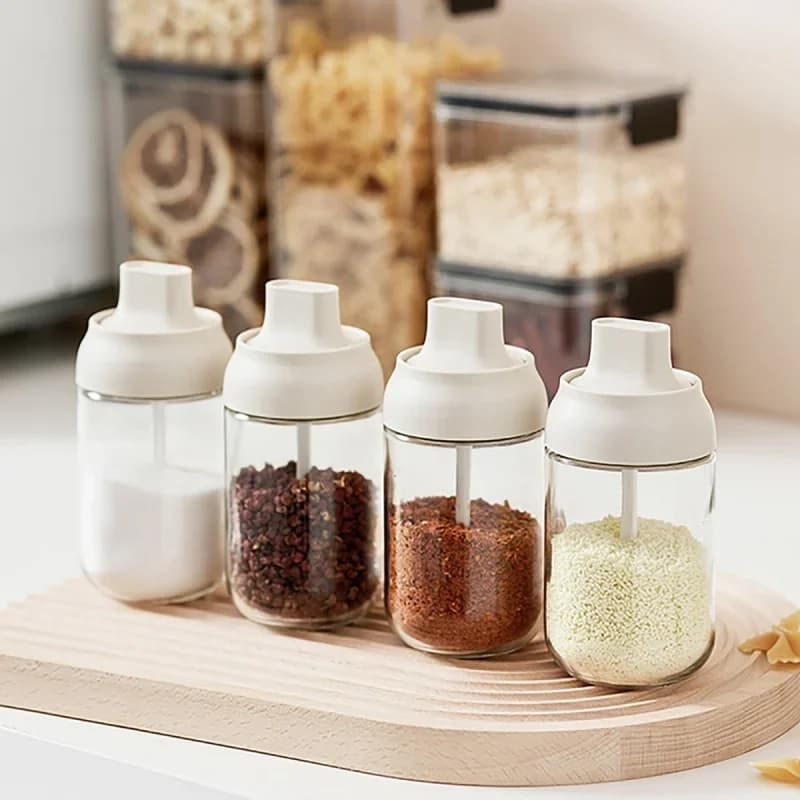 Barattolo di spezie da 250ml bottiglia di spezie barattolo di pepe di sale barattolo di condimento coperchio a prova di umidità cucchiaio contenitore di condimento bottiglia di condimento da cucina