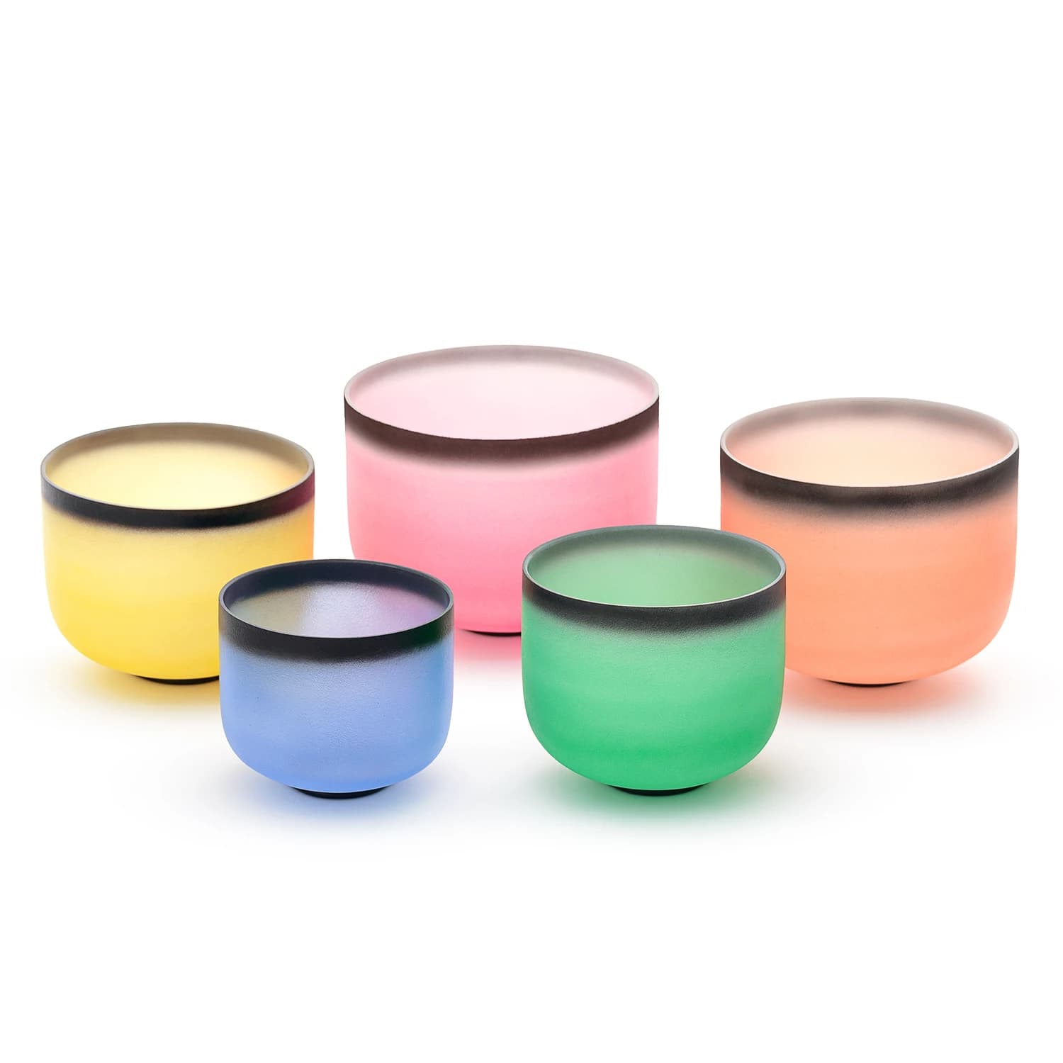Hye-eun 8 inch Candy Colored Chakra Frosted Quartz Crystal Singing Bowl 432hz/440hz CDEFGAB for Yoga Sound Healing