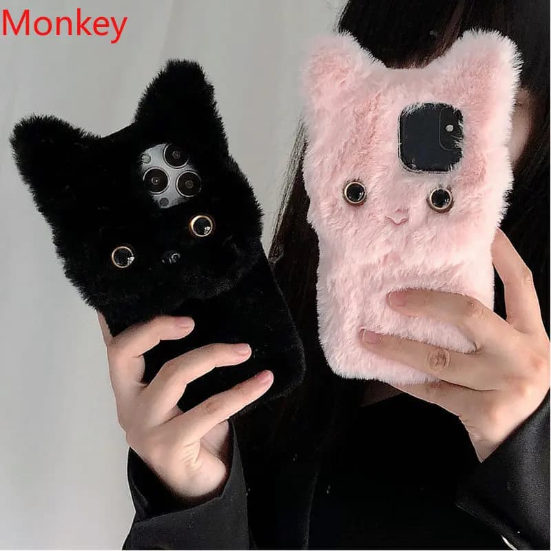 3D Simpatico Gatto di Peluche Caso Per Xiaomi Redmi Nota 8 7 6 Pro Mi Poco X5 X4 X3 NFC M5S M4 M3 F3 F1 Pelosa Pelliccia Morbida copertura in silicone