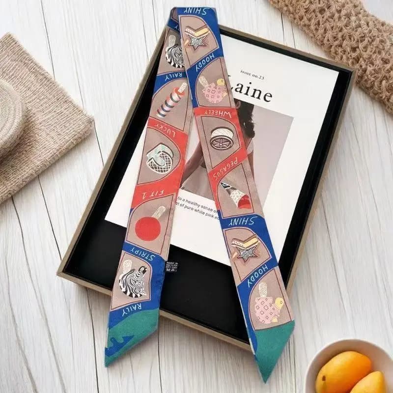 5*90cm Korean Version of The New Twill Silk Streamer Wrapping Bag Ribbon Silk Scarf Women's Decorative Small Scarf Headband