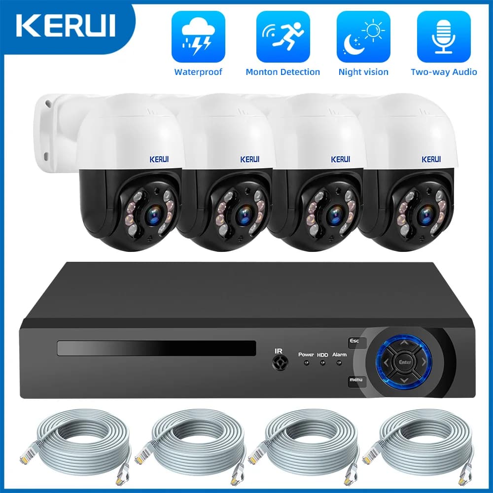 KERUI 2K 4MP HD H.265 Kit sistema di telecamere esterne POE NVR 8CH Sicurezza domestica CCTV Registratore di sorveglianza audio Visione notturna Icsee