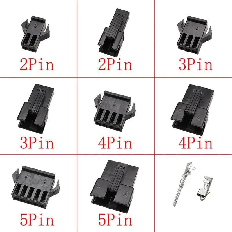 SM Step 2.54 mm JST SM 2/3/4/5 Pin Female and Male Black Plastic Case JST SM2.54 Plug Shell Crimping Terminals