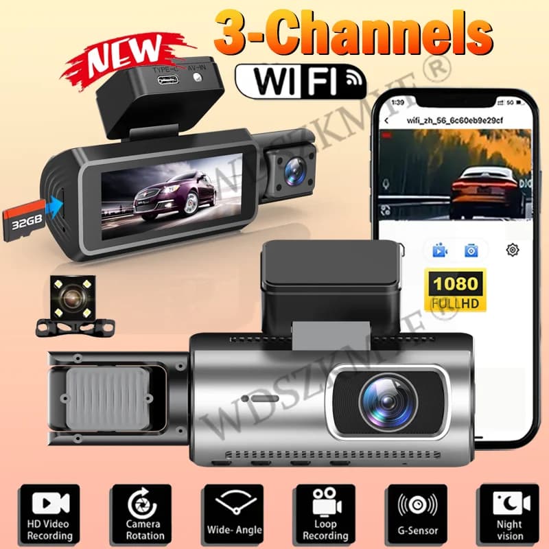 1080P Auto DVR WiFi Dash Cam for Auto 2/3 camera lens for Vehicle Recorder Video Camera for Front View Black Box car accessories