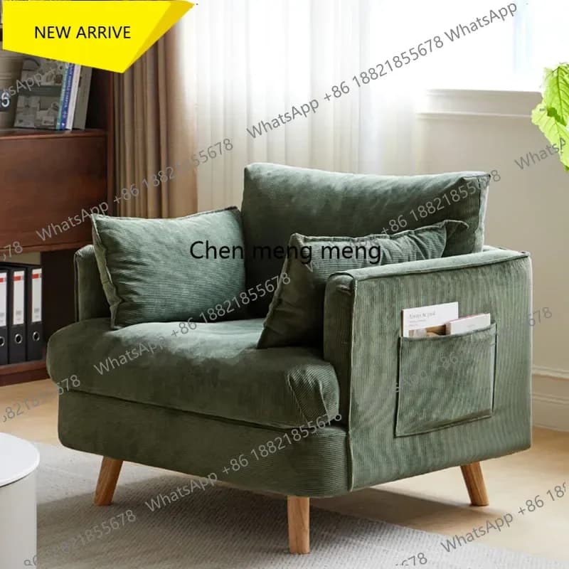 A178 Poltrona Vintage da Soggiorno Verde con Braccioli Standard, Sedia in Tessuto con Supporto Lombare, Sillones Para Sala De Estar, Arredamento per la Casa