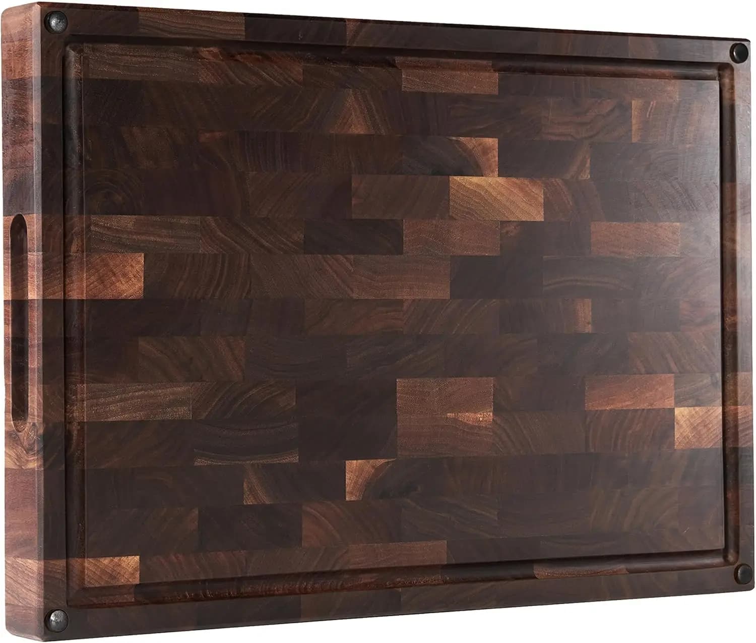 Cutting in Dark Walnut Wood 17x12x1.6 Inches with Scanaling Collect-Up, Manici, Gift Pack and End Finish Grain