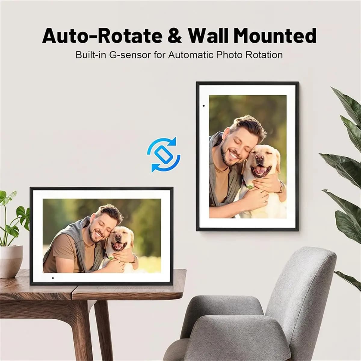 Cornice Digitale INABEZ, Cornice Portafoto da 10.1 Pollici con Schermo Touch IPS HD 1280x800, Memoria da 32GB per Condividere Foto Tramite APP