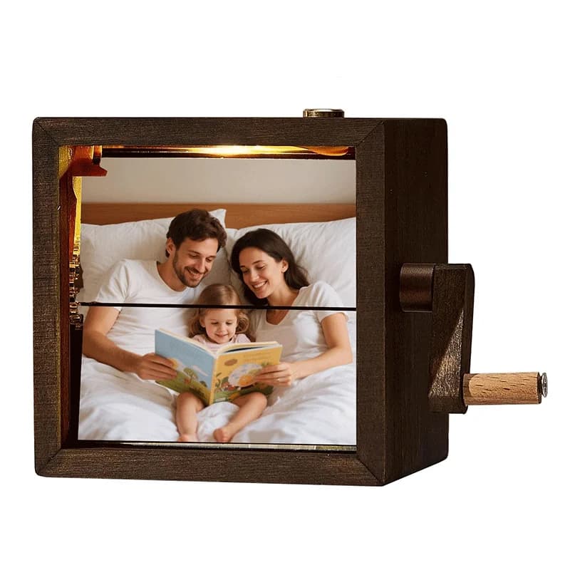 Album fotografico a manovella Cornice per libro con foto meccanica personalizzata Mini album fotografico personalizzato Libro a fogli mobili in legno per coppie donne