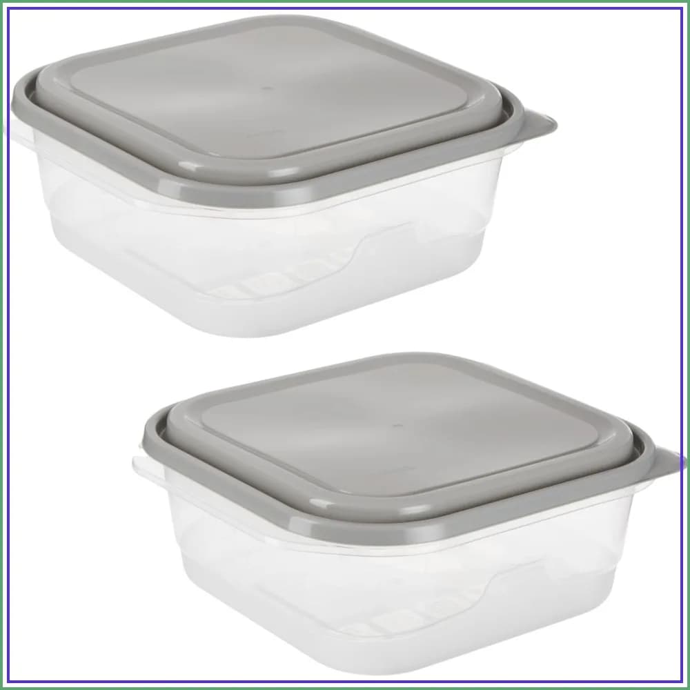 Extra Large Square Food Storage Container, 2 Pack, BPA Free, 11.7 Cup Capacity with Click & Fresh Lid